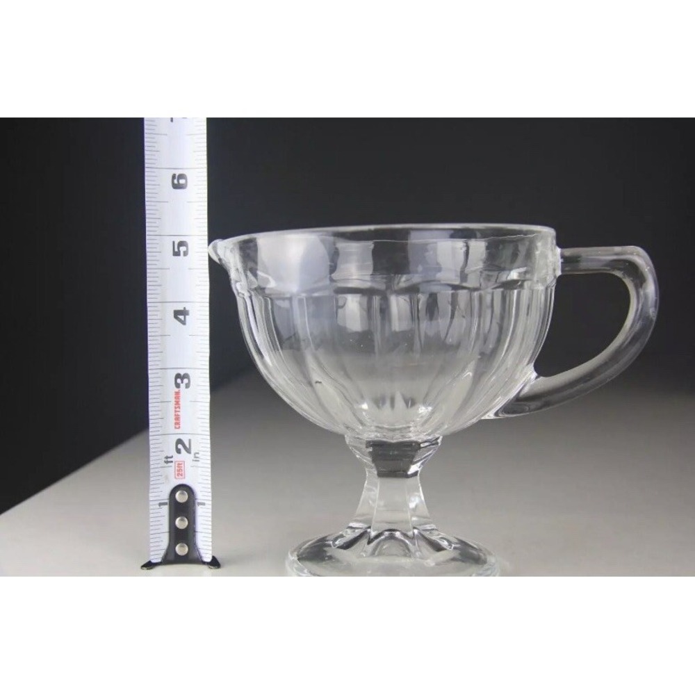 Maison Glassworks Clear Glass Gravy Sauce Boat Pedestal Footed Vintage Style